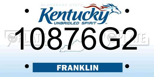 10876G2 Kentucky License Plate