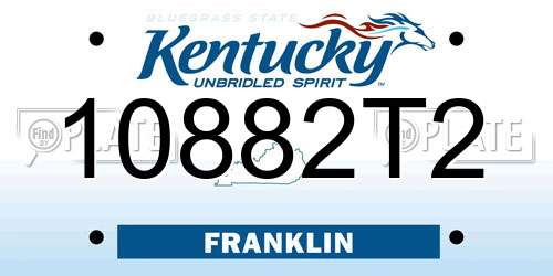 10882T2 Kentucky License Plate