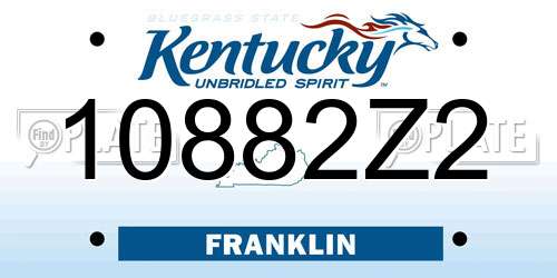 10882Z2 Kentucky License Plate