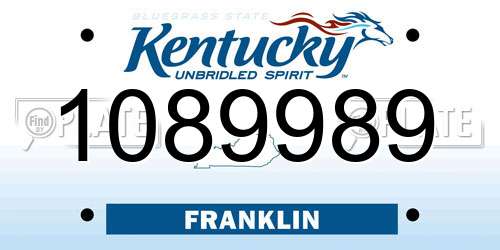 1089989 Kentucky License Plate