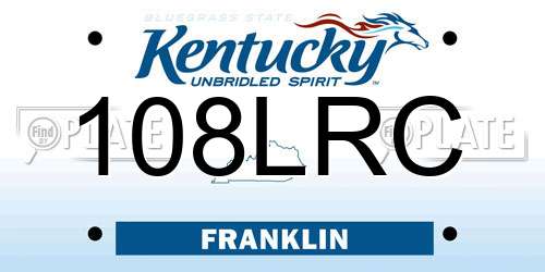 108LRC Kentucky License Plate