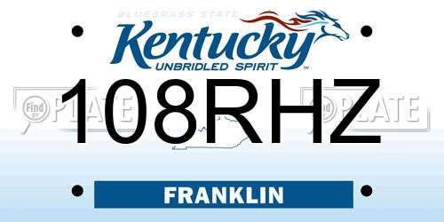 108RHZ Kentucky License Plate