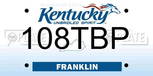 108TBP Kentucky License Plate