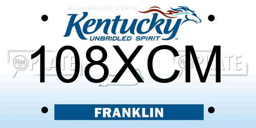 108XCM Kentucky License Plate