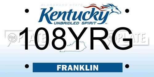 108YRG Kentucky License Plate