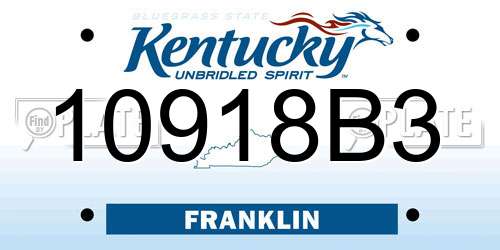 10918B3 Kentucky License Plate