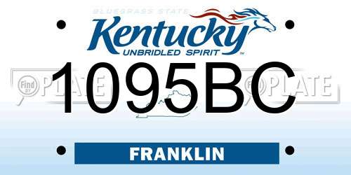 1095BC Kentucky License Plate