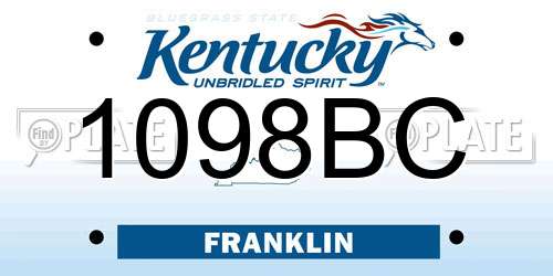 1098BC Kentucky License Plate