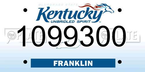 1099300 Kentucky License Plate