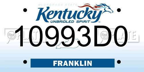 10993D0 Kentucky License Plate