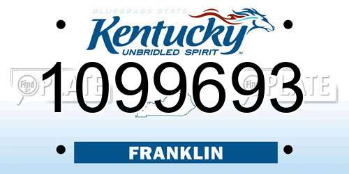 1099693 Kentucky License Plate
