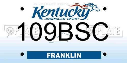 109BSC Kentucky License Plate