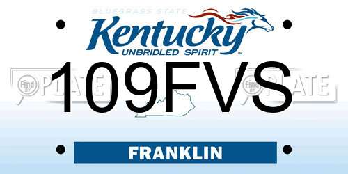 109FVS Kentucky License Plate