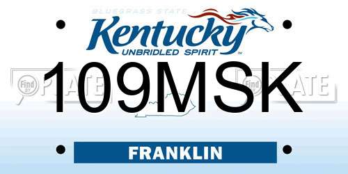 109MSK Kentucky License Plate