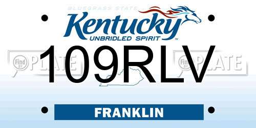 109RLV Kentucky License Plate