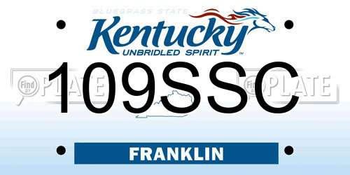 109SSC Kentucky License Plate