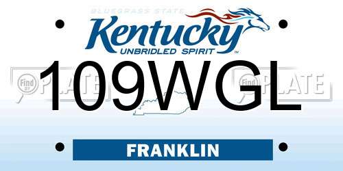 109WGL Kentucky License Plate