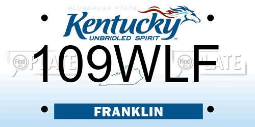 109WLF Kentucky License Plate