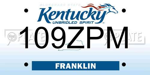 109ZPM Kentucky License Plate