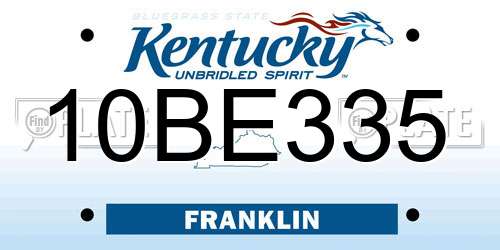 10BE335 Kentucky License Plate