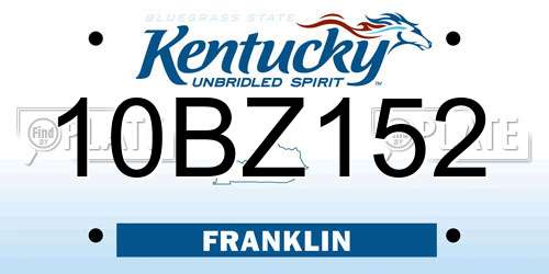 10BZ152 Kentucky License Plate