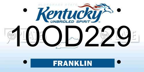 10OD229 Kentucky License Plate