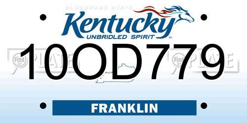 10OD779 Kentucky License Plate