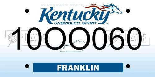 10OO060 Kentucky License Plate