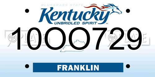 10OO729 Kentucky License Plate