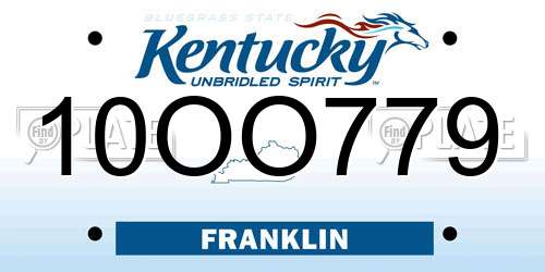 10OO779 Kentucky License Plate