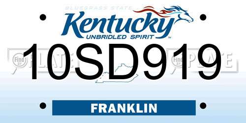 10SD919 Kentucky License Plate