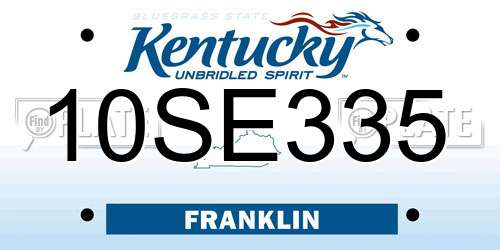 10SE335 Kentucky License Plate