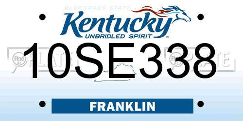 10SE338 Kentucky License Plate