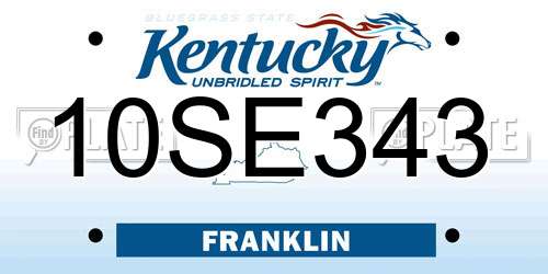 10SE343 Kentucky License Plate