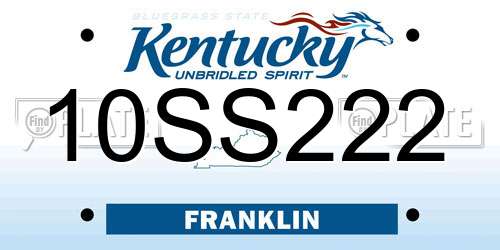 10SS222 Kentucky License Plate