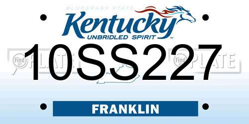 10SS227 Kentucky License Plate