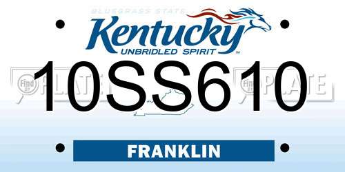 10SS610 Kentucky License Plate