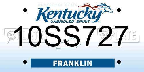 10SS727 Kentucky License Plate