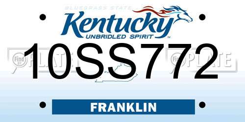 10SS772 Kentucky License Plate