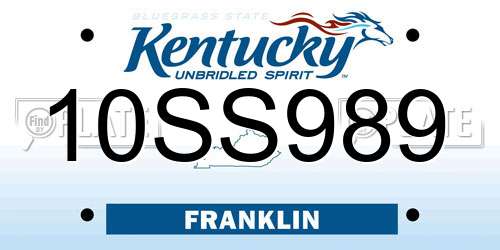 10SS989 Kentucky License Plate