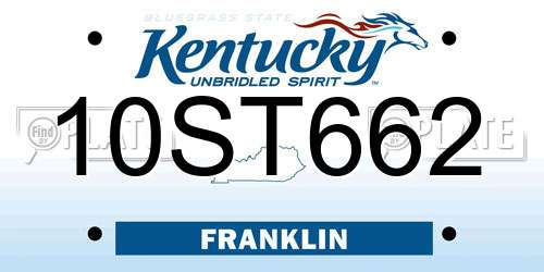 10ST662 Kentucky License Plate