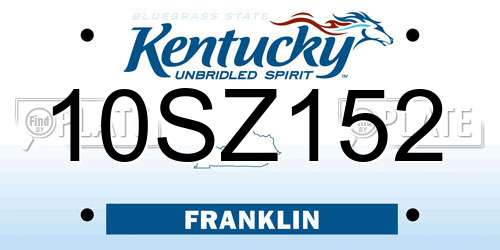 10SZ152 Kentucky License Plate