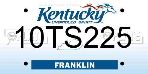 10TS225 Kentucky License Plate