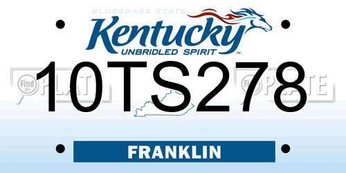 10TS278 Kentucky License Plate