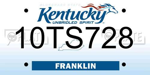10TS728 Kentucky License Plate