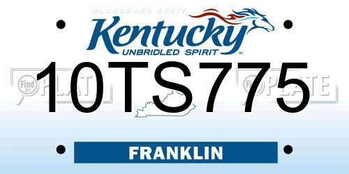 10TS775 Kentucky License Plate