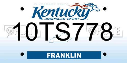 10TS778 Kentucky License Plate