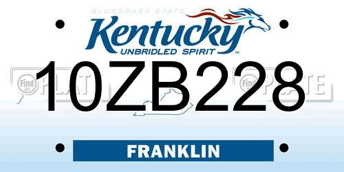 10ZB228 Kentucky License Plate