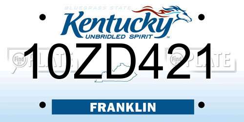 10ZD421 Kentucky License Plate
