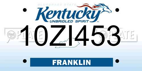 10ZI453 Kentucky License Plate